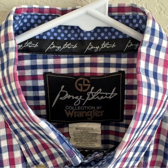 George Straight Men's Checkered Long Sleeve Button Down Shirt 100% Cotton EUC - Picture 3 of 5